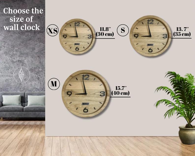 Three Inch Clock Solid Oak Wall Clock: Minimalist Scandinavian Home Decor - Etsy