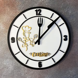 Cooking Clock Wall| Kitchen themed clock |Cooking wooden clock | Kitchen Wall decor |Kitchen wall clock |Gift Сooking lovers | Kitchen Clock