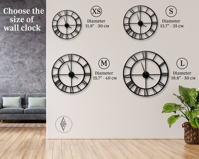 Minimalist Large Wall Clock Black Round Large Wall Clock Etsy