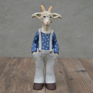 Mr. Goat. Handmade ceramic sculpture.