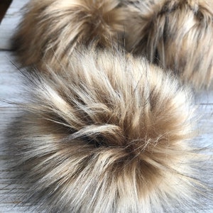 Toasted Marshmallow Faux Fur Pom Pom Long Pile Faux Fur Hat | Etsy