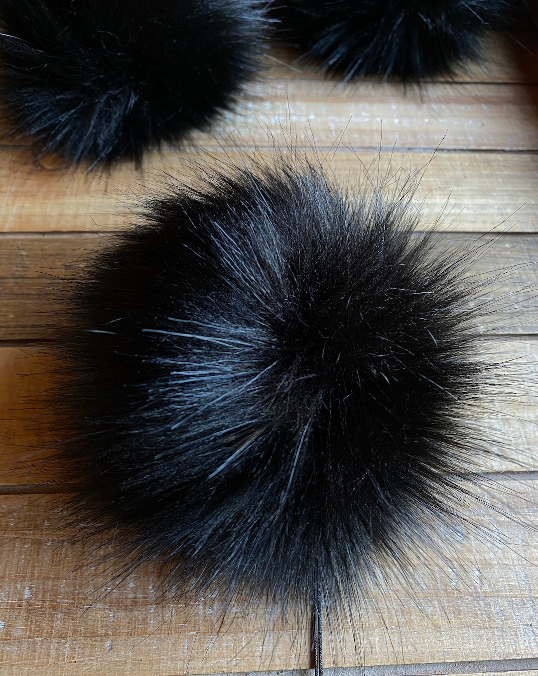 Raven Black Large Faux Fur Pom Pom, Black Faux Fur, Hat Topper, Fluffy ...