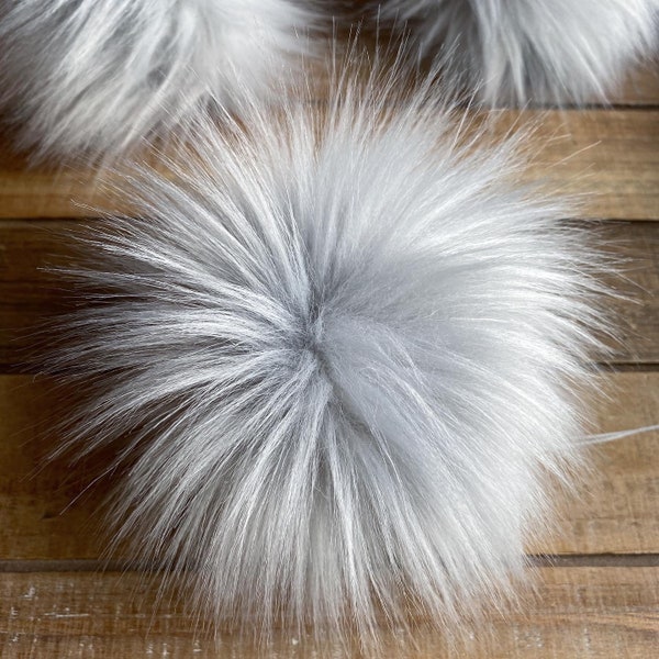 Platinum Large Faux Fur Pom Pom | Off White Long Pile Faux Fur | Fluffly Pom Pom