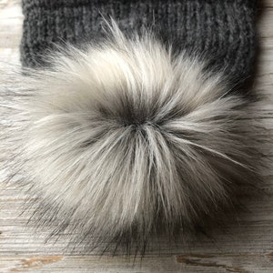 Silver Fox Fur Pom Pom, Long Pile Faux Fur, Hat Topper, Fluffy Pom Pom ...