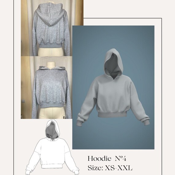 Hoodie Digital PDF Sewing Pattern Size XSXXL 2 Printable Etsy
