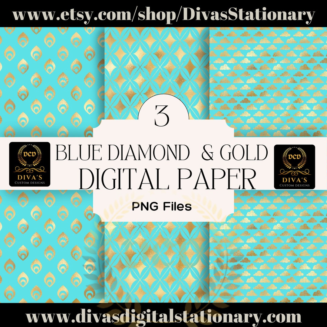 Blue Diamond & Gold 3b Digital Wallpaper 8.5x11 - Etsy