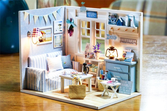 Diy My Little Boy S Living Room Handcraft Miniature Project Wooden Dolls House