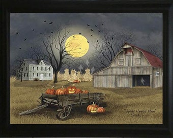 Spooky Harvest Moon - Framed Art By Billy Jacobs