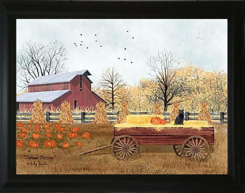 Billy Jacobs Art Print – “Autumn Greetings” BJ1236 – Framed Or Plaque Option – Fall Decor