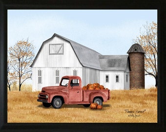 Billy Jacobs Spooky Harvest Moon Pumpkin Ghost Art Print-framed 20 X 16 ...