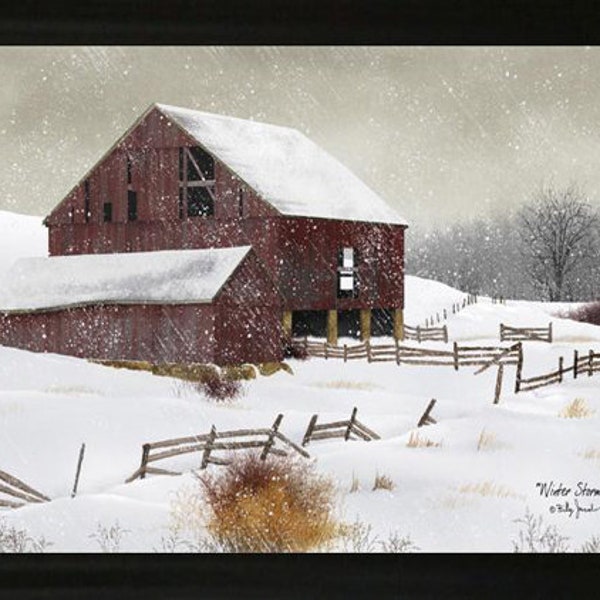 thumbnail interactive-video image 1 of Billy Jacobs Christmas Barn Art Print – Framed Plaque BJ147 1 of 5