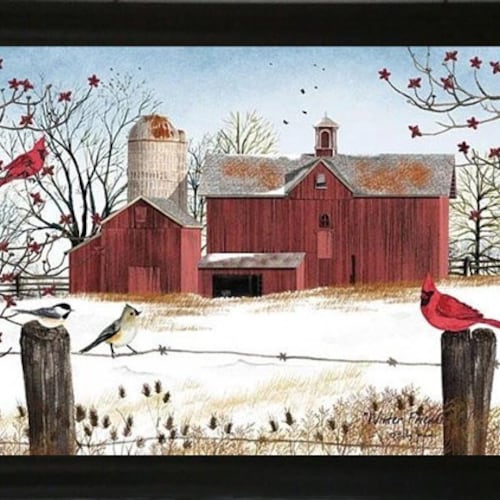 Winter on the Farm by Billy Jacobs 12x28 Christmas Trees Old Etsy