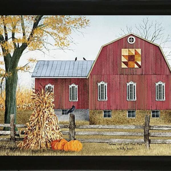 Billy Jacobs Art Print – Tulip Quilt Block Barn – BJ1022 – Framed Or Plaque Options