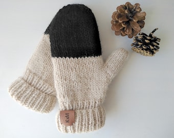 Mittens, Hand Knit Alpaca Mittens with Fleece Lining, Gift for Her