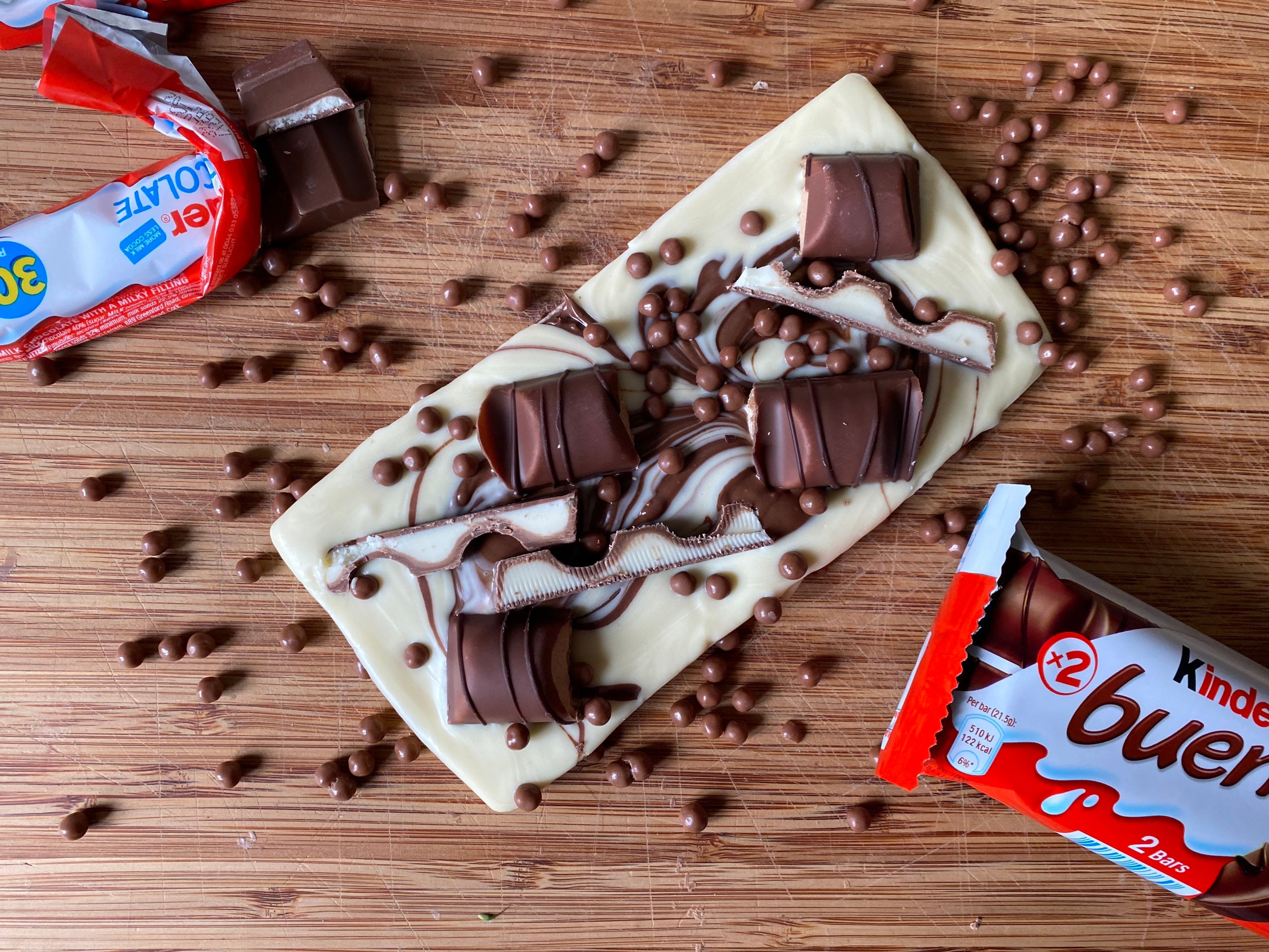 White Chocolate, Nutella and Kinder With Chunks of Kinder Bueno