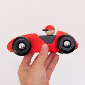 Personalised Wooden Leaning Racing Car