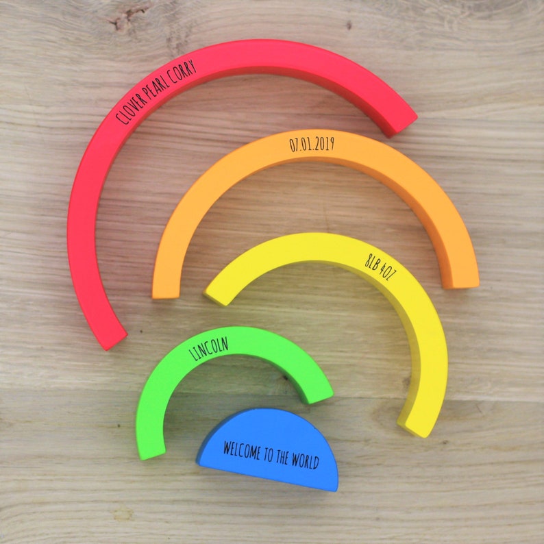 Personalised Wooden Rainbow Building Blocks for Kids Wooden - Etsy
