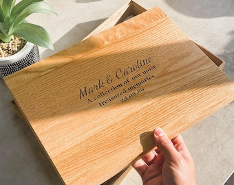 Personalised Oak Keepsake Box: A4 Memory Box, Engraved Gift | Personlized Wooden box for couples | Oak Gifts for birthdays