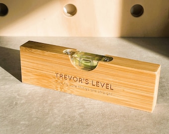 Personalised Wooden Spirit Level | Gifts for him | Personalized wooden tool for dad | bamboo spirit level and bottle opener | Special gift