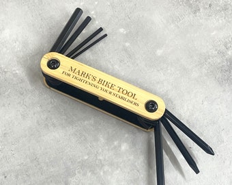Multi-outils personnalisés en bambou pour vélo : jeu de clés Allen 7 en 1 | Cadeaux personnalisés pour cyclistes