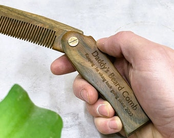 Peigne à barbe pliant en bois personnalisé : cadeau de toilettage pour homme
