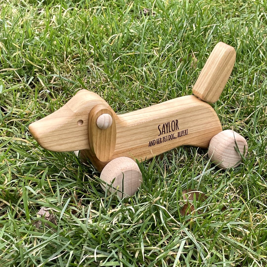 Personalised Wooden Dog Toy Personalized Toy for Kids Wooden Dog on