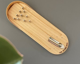 Personalized Tabletop Bowling Game: Wooden & Metal Miniature Set