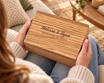 Personalised Solid Oak Large Keepsake Box | Engraved Memory Box | Personalized Anniversary Oak Gift | Custom Wooden Box