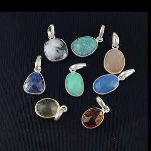 Natural Gemstone Fancy Bezel Bail Pendant, Table Cut Gemstone Pendant 925 Sterling  Silver Pendant  For Jewelry Making - Selling Per Piece