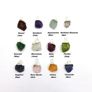 Birthstone Raw Silver Electroplated Cap Charm Pendant, Birthstone Charms, Small Raw Gemstone Charms, Selling Per Piece