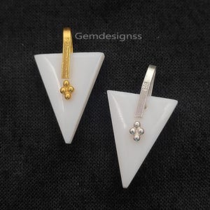 Mother Of Pearl Trillion Pendant Double Gemstone Geometric Triangle DIY Jewelry Necklace Making Charm