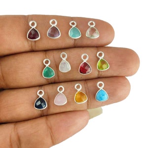 Trillion Shape Gemstone Pendant, Faceted Birthstone Tiny Bezel Set Charms Pendant For Making Necklace, Selling Per Piece