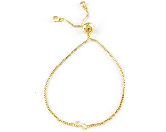 Gold Box Slider verstellbare Ketten, Armband und Halskette Stecker Kette DIY Armband Suche mit Strass Kordel Enden - Verkauf pro Stück