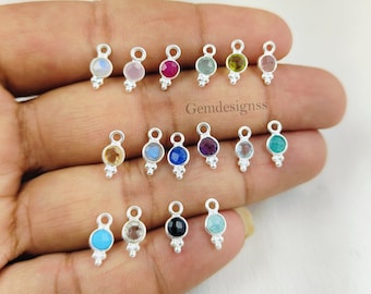 Breloques Fantaisie Pierre De Naissance En Argent Sterling 6 Mm - Lot De Minuscules Breloques Rondes