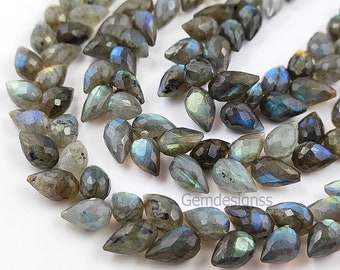 Blue Fire Labradorite Gemstone Beads - Labradorite Tear Drop Beads - Faceted Teardrop Briolette - Earrings Drop Beads - Selling Per Strand