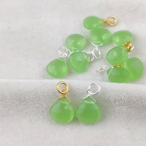 Green Chalcedony Gemstone Heart Briolette Pendant, Gemstone Wire Wrapped Charms Pendant For Jewelry Making Charms, Selling Per Piece