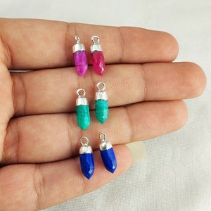 Ruby Emerald and Lapis Tiny Spike Point Pencil Gemstone Pendant, Charms For Making Necklace and Earrings, Selling Per Piece
