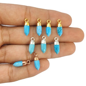 Turquoise Little Spike Gemstone Charms - Tiny Point Pendants- Jewelry Making Charms- Selling Per Piece