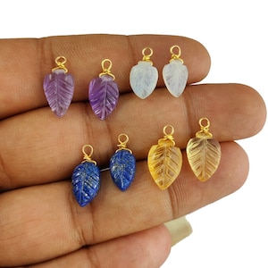 Gemstone Leaf Carving Pendant - Wire Wrapped Leaf Carving Gemstone For Jewelry Making- Selling Per Piece