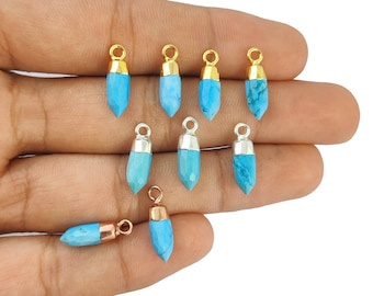Turquoise Little Spike Gemstone Charms - Tiny Point Pendants- Jewelry Making Charms- Selling Per Piece