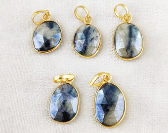 Mystic Gray Moonstone Silverite Gemstone Pendant, Uneven Shape, Gold Plated Bezel Pendant, For Necklace Making,- Selling Per Piece