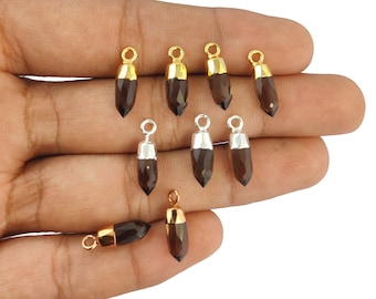 Smoky Quartz Little Spike Gemstone Charms - Tiny Point Pendants- Jewelry Making Charms- Selling Per Piece