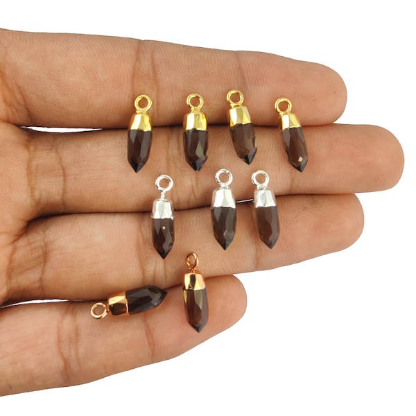 Smoky Quartz Little Spike Gemstone Charms - Tiny Point Pendants- Jewelry Making Charms- Selling Per Piece