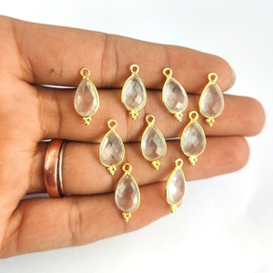 Crystal Quartz Pear Faceted Fancy Bezel Gemstone Pendant- Pendant For Jewelry Making Charms  Selling Per Piece