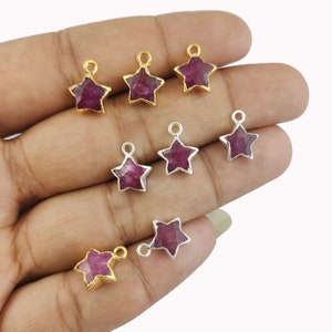 Ruby Star Charms - Electroplated Gemstone Jewelry Charms Pendant - Jewelry Making Charms - Selling Per Piece