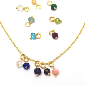 Tiny Gemstone Gold Vermeil Wire Wrapped Birthstone Charms, Earring Charms, Necklace Charms, Bracelet Charms, Selling Per Piece