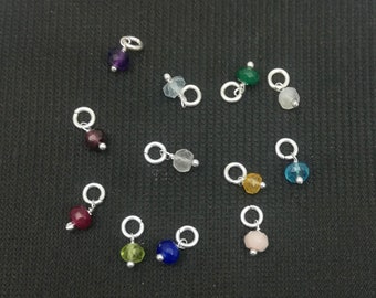 Tiny Gemstone Silver Wire Wrapped Birthstone Charms, Earring Charms, Necklace Charms, Bracelet Charms, Jewellery Charms, Selling Per Piece