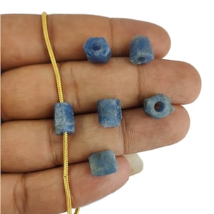 Blue Sapphire Raw Nugget Drill Beads - 3mm Center Drilled September Birthstone Beads - Bracelet Making Beads - Selling Per Piece