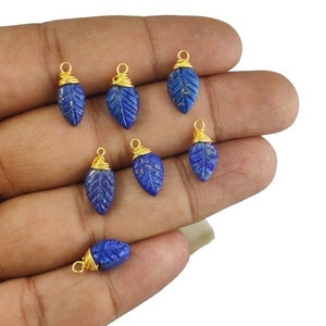 Lapis Lazuli Gemstone Leaf Pendant- Wire Wrapped Leaf Pendant- Carving Gemstone Pendant For Earring and Necklace- Selling Per Piece