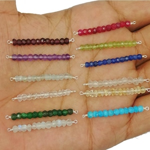 Birthstone Bead Bar Connector - Gemstone Faceted Bead Bar Connector Charms- Selling Per Piece